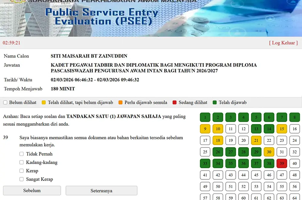 Simulasi Ujian Psikometrik